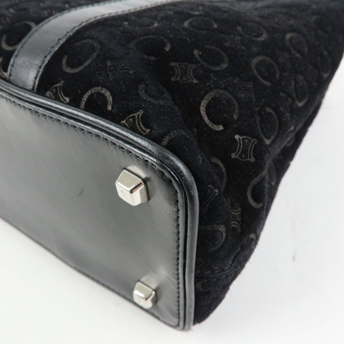 Celine C Macadam Tote Pvc Leather/ Macadam Canvas Black Suede Shoulder Bag Bag (Pre-Owned)