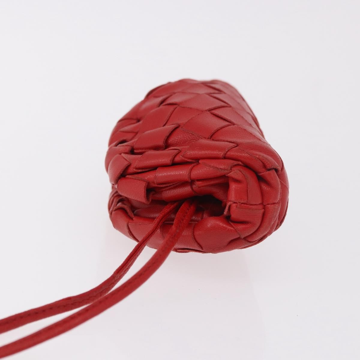 Bottega Veneta The Pouch Coin Purse Intrecciato Nappa Red Leather Clutche & Pouche Bag (Pre-Owned)