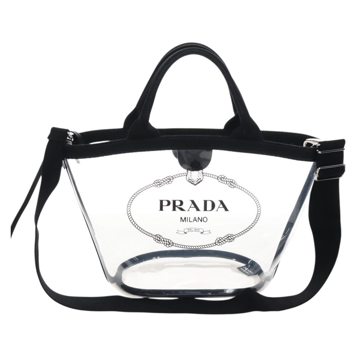 Prada Logo Pvc Transparent Plastic Tote Bag Bag (Pre-Owned)