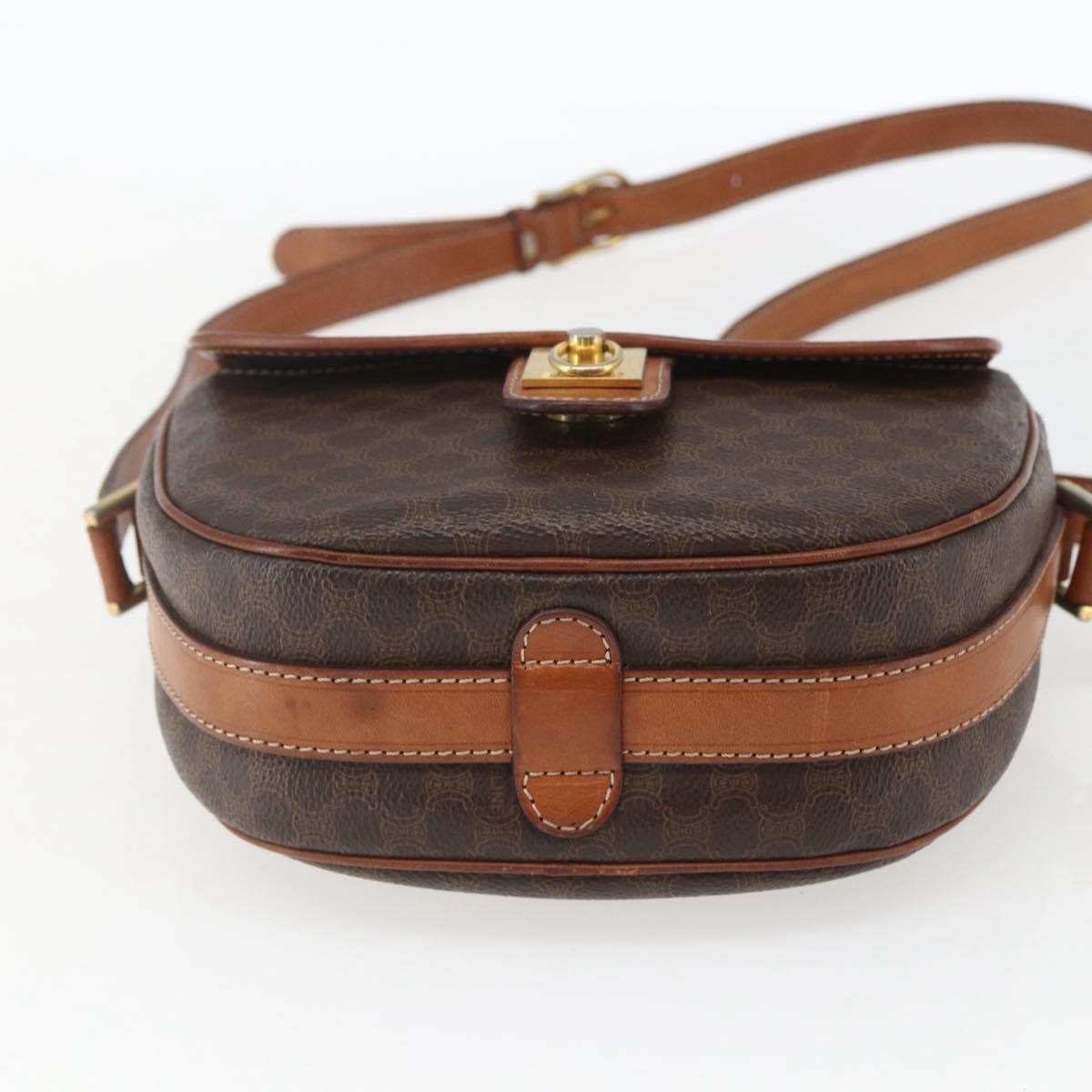 Celine Vintage Macadam Canvas And Leather Brown Canvas Shoulder Bag Bag (Pre-Owned)