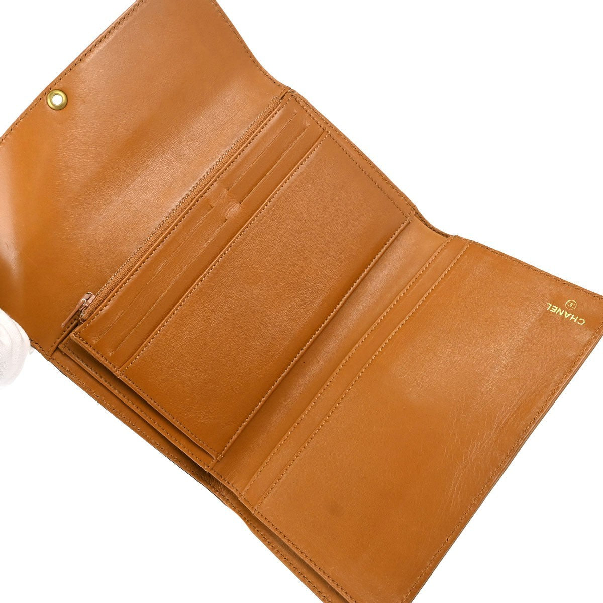 Chanel Trifold Caviar Brown Leather Wallets Accessory (Pre-Owned)