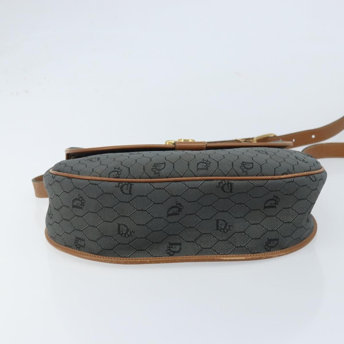 Christian Dior Vintage Honeycomb Flap Canvas And Leather Black Canvas Shoulder Bag Bag (Pre-Owned)