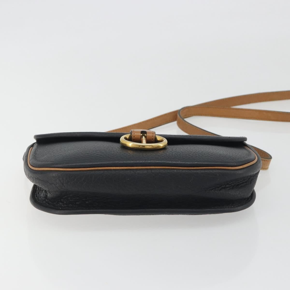 Christian Dior Vintage Cd Flap Leather Black Leather Shoulder Bag Bag (Pre-Owned)