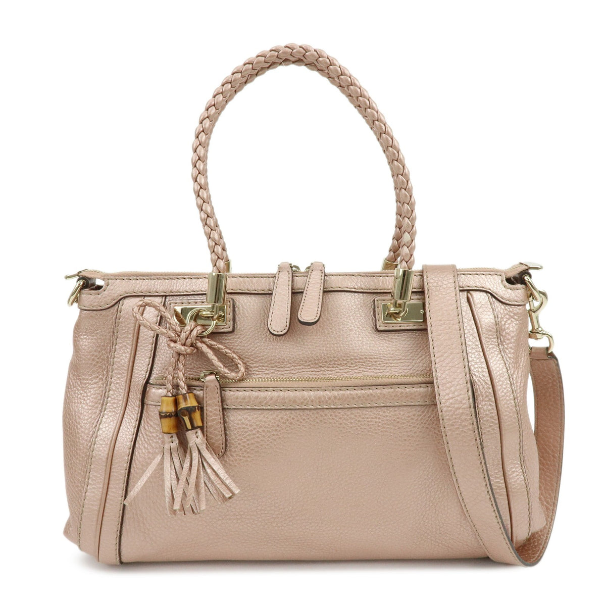 Gucci Bella Convertible Top Handle Leather Pink Leather Handbag (Pre-Owned)