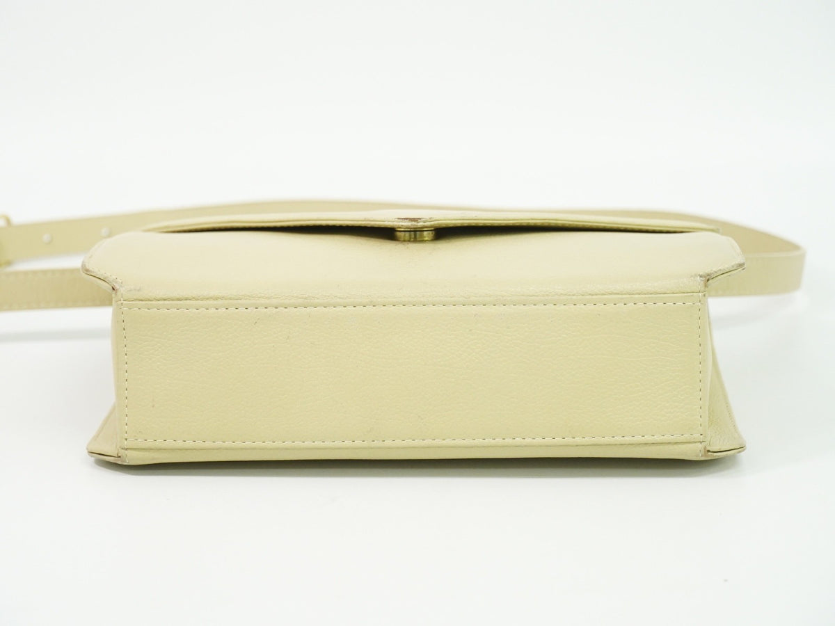 Saint Laurent Uptown Leather Beige Leather Crossbody Bag Bag (Pre-Owned)