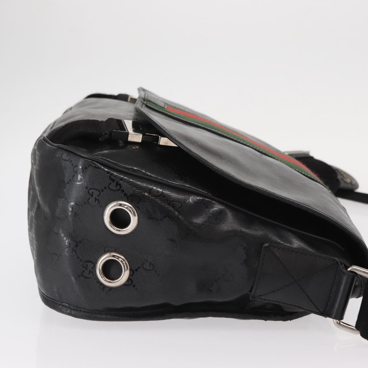 Gucci 500 Web Double Buckle Messenger Gg Imprime Black Canvas Shoulder Bag Bag (Pre-Owned)