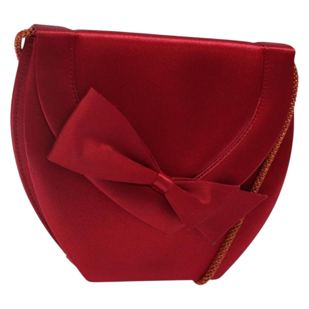 Saint Laurent Vintage Flap Silk Red Satin Clutche & Pouche Bag (Pre-Owned)