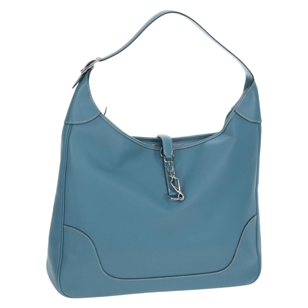 Hermes Trim Clemence Blue Leather Shoulder Bag Bag (Pre-Owned)