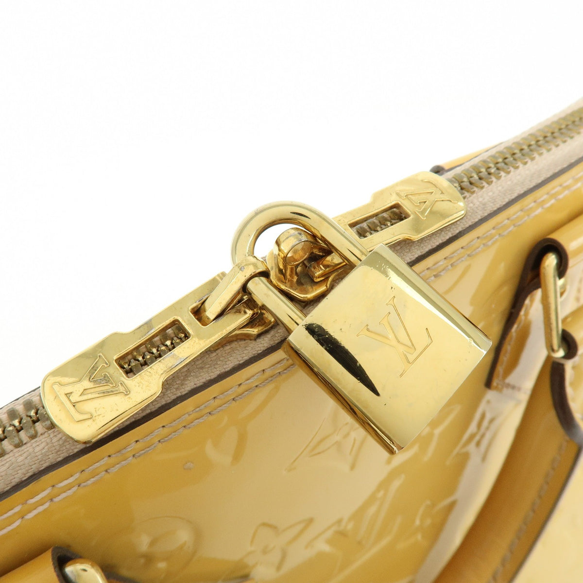 Louis Vuitton Alma Monogram Vernis Yellow Patent_Leather Handbag (Pre-Owned)