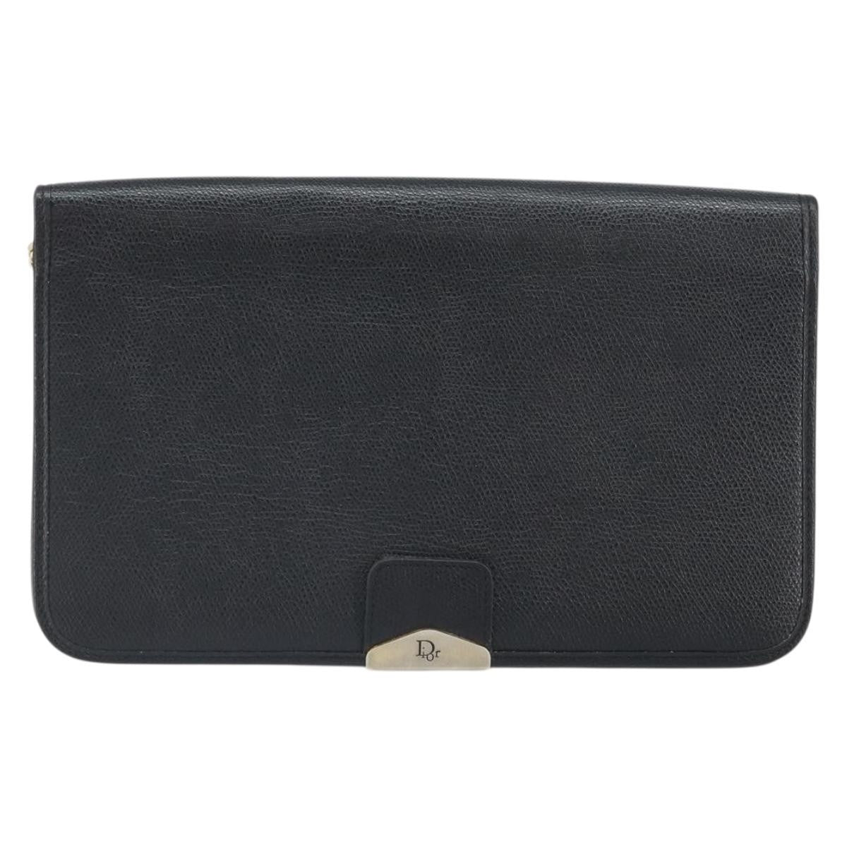 Christian Dior Vintage Chain Flap Leather Black Leather Shoulder Bag Bag (Pre-Owned)