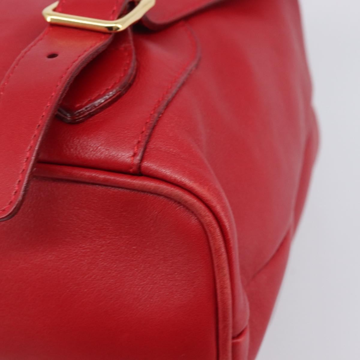 Gucci Vintage Bamboo Leather Red Leather Backpack Bag (Pre-Owned)