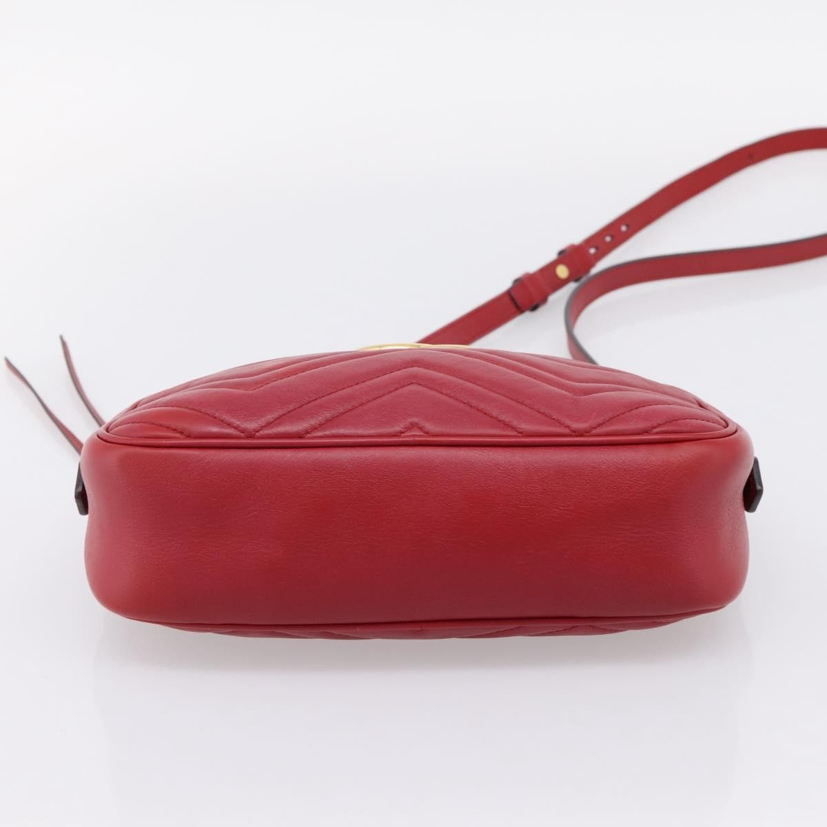 Gucci Gg Marmont Matelasse Leather Red Leather Shoulder Bag Bag (Pre-Owned)