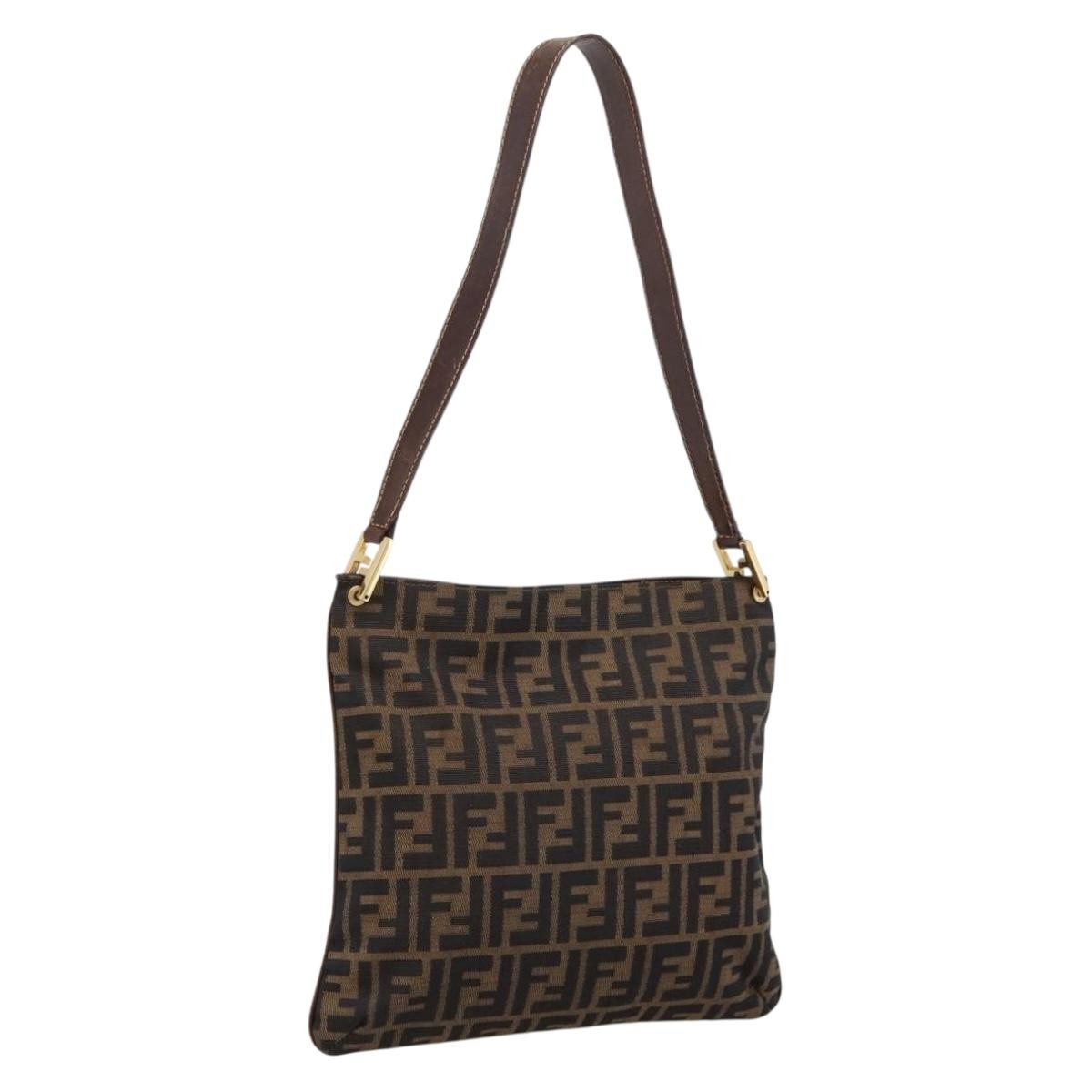 Fendi Shoulder Bag Zucca Brown Canvas Shoulder Bag Bag (Pre-Owned)