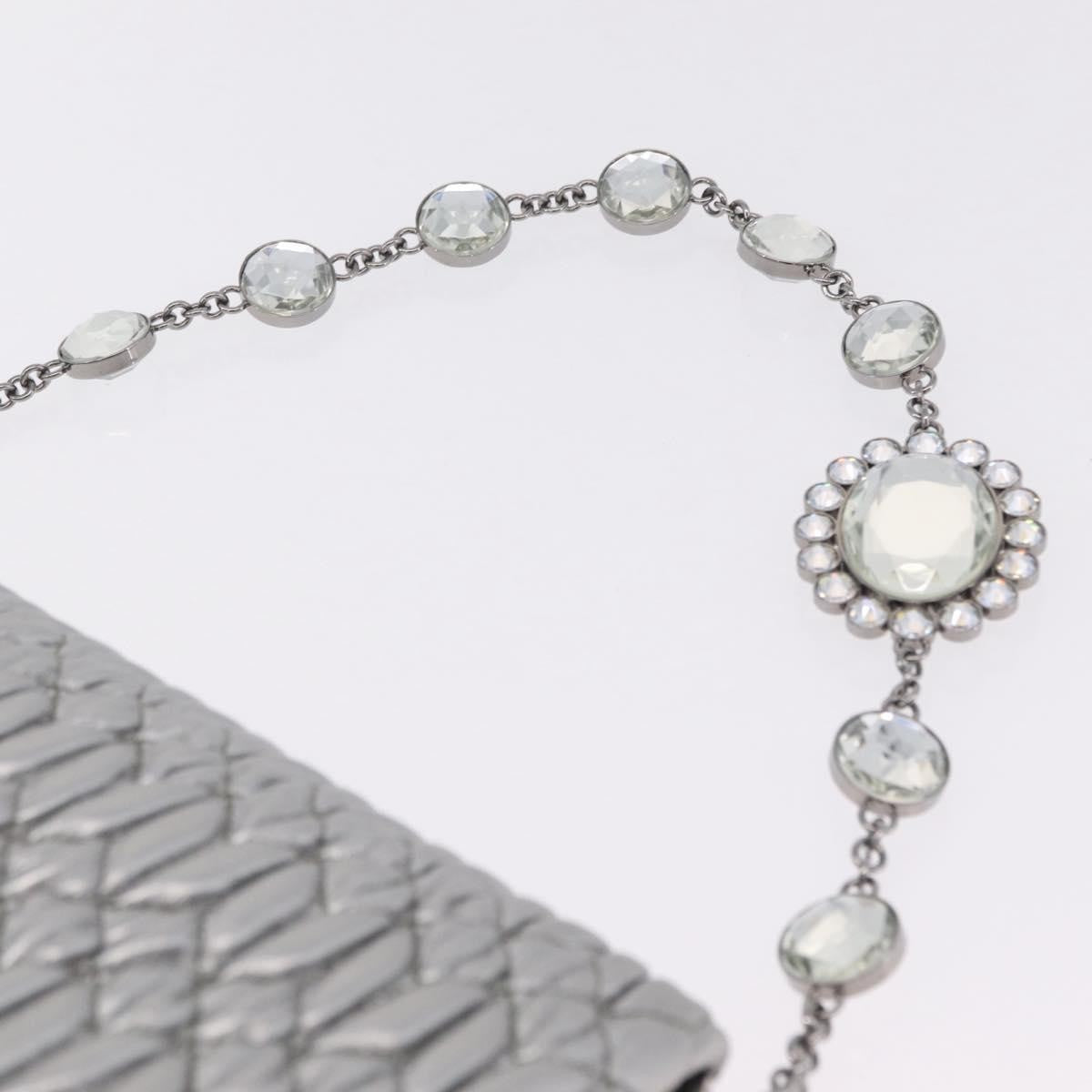 Miu Miu Crystal Clutch Matelasse Leather Silver Leather Clutche & Pouche Bag (Pre-Owned)