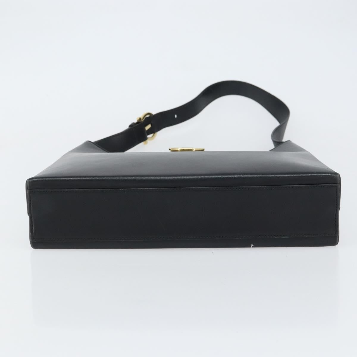 Salvatore Ferragamo Gancio Flap Hobo Leather Black Leather Shoulder Bag Bag (Pre-Owned)