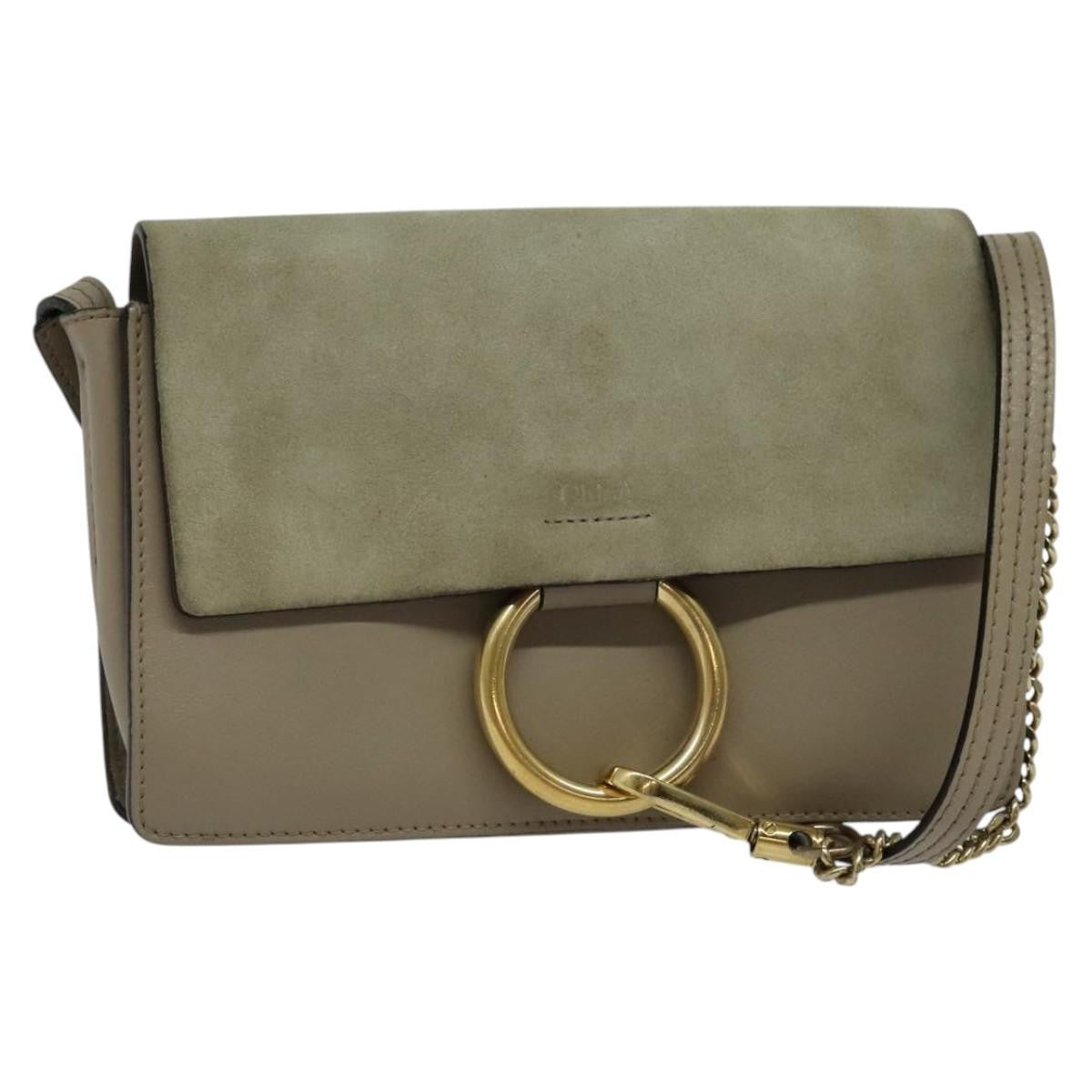 Chloe Faye Leather And Suede Gray Suede Shoulder Bag Bag (Pre-Owned)