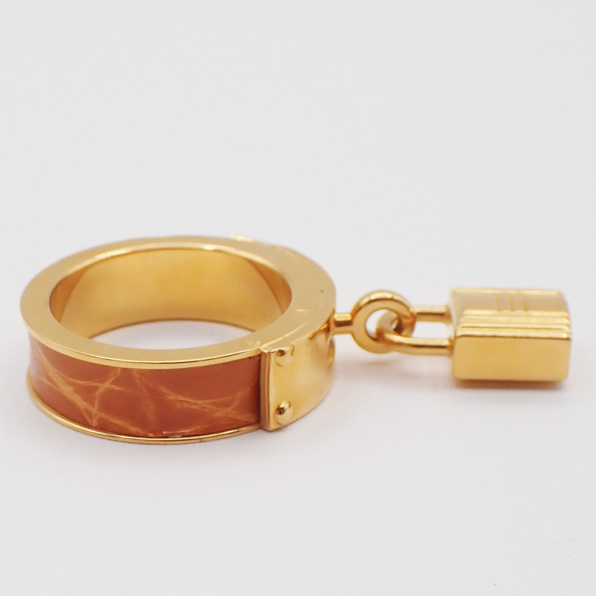 Hermes Kelly Gavroche Gold Plated And Leather Gold Gold_Plated Ring Jewelry (Pre-Owned)