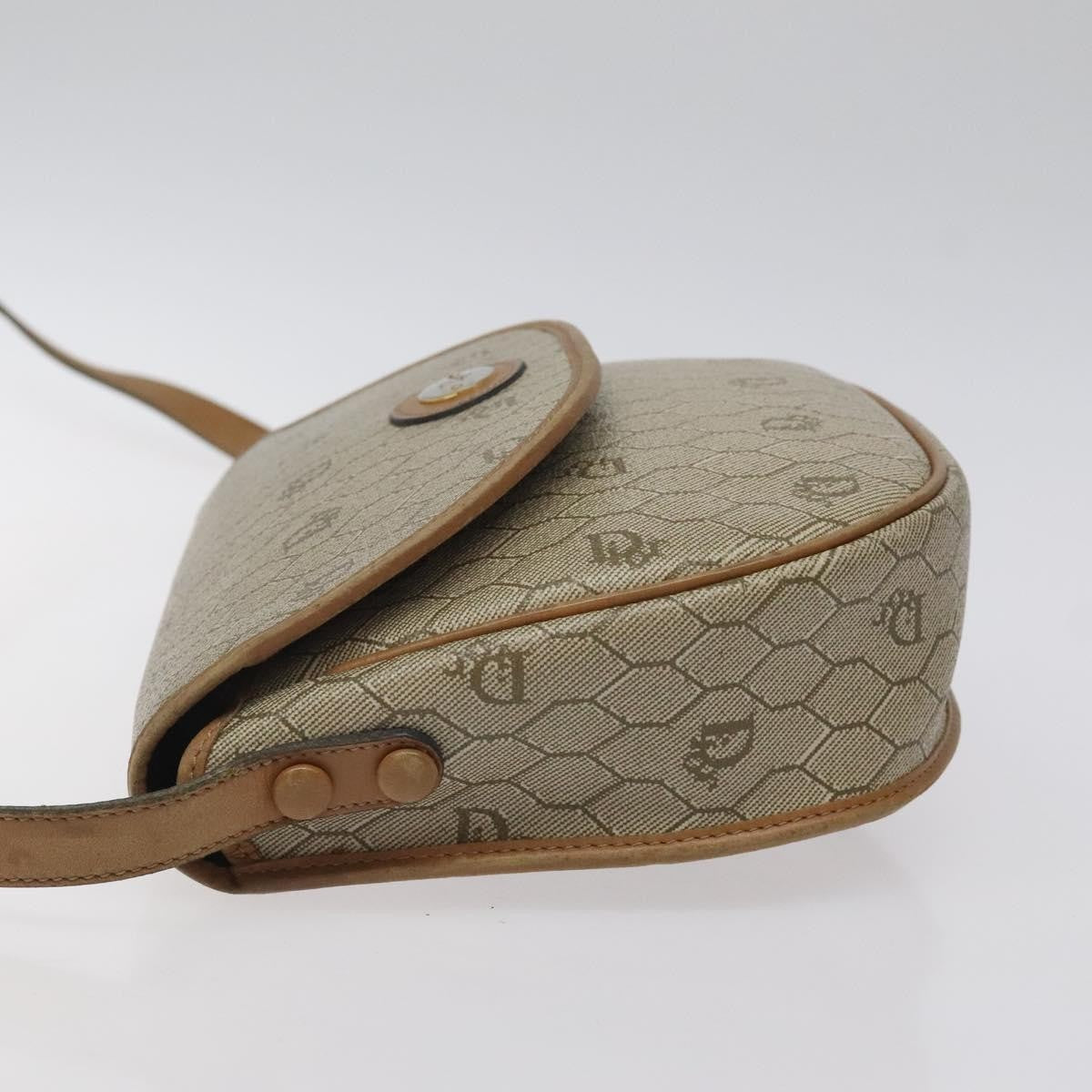 Christian Dior Vintage Honeycomb Flap Canvas And Leather Beige Canvas Shoulder Bag Bag (Pre-Owned)