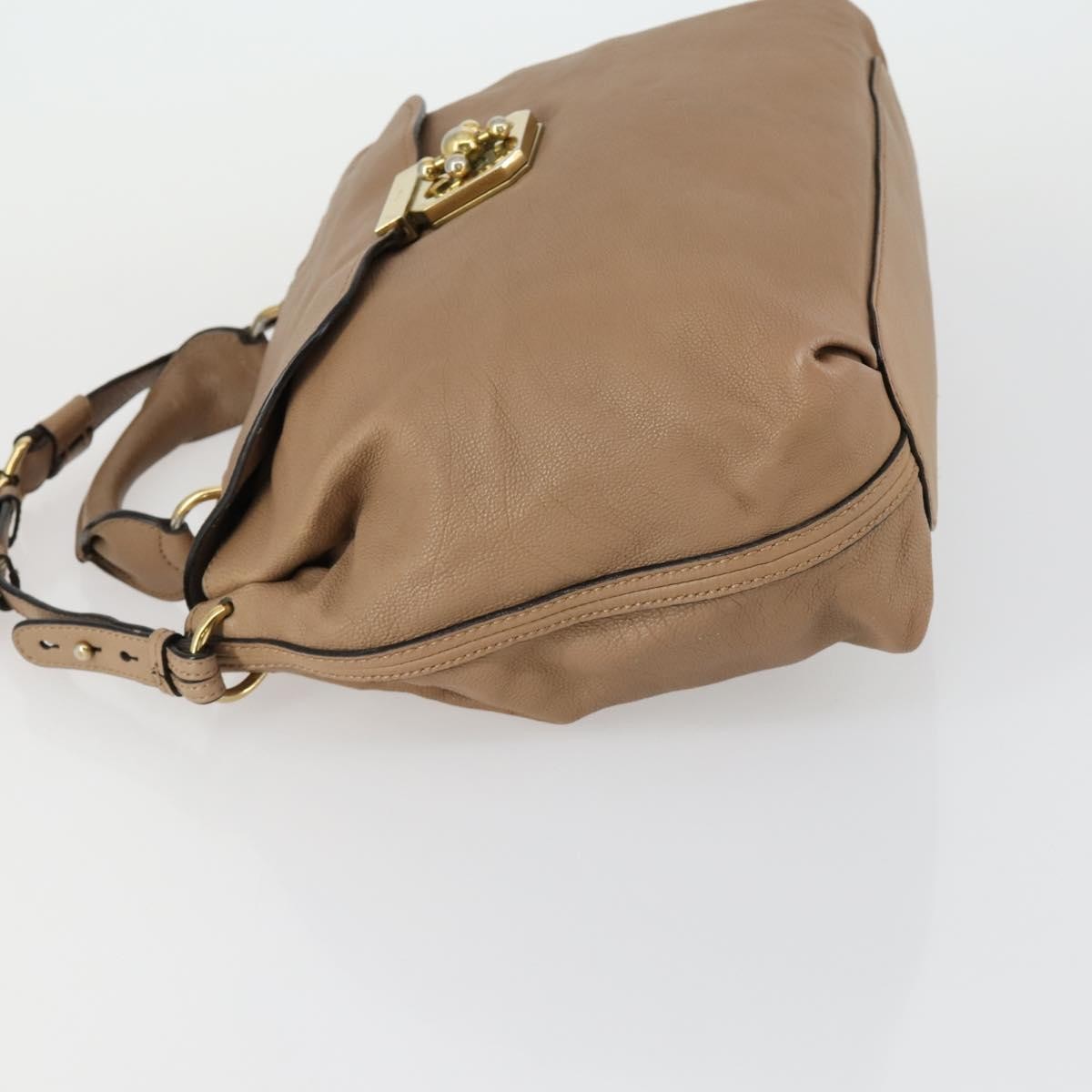 Chloe Elsie Convertible Satchel Leather Beige Leather Handbag (Pre-Owned)