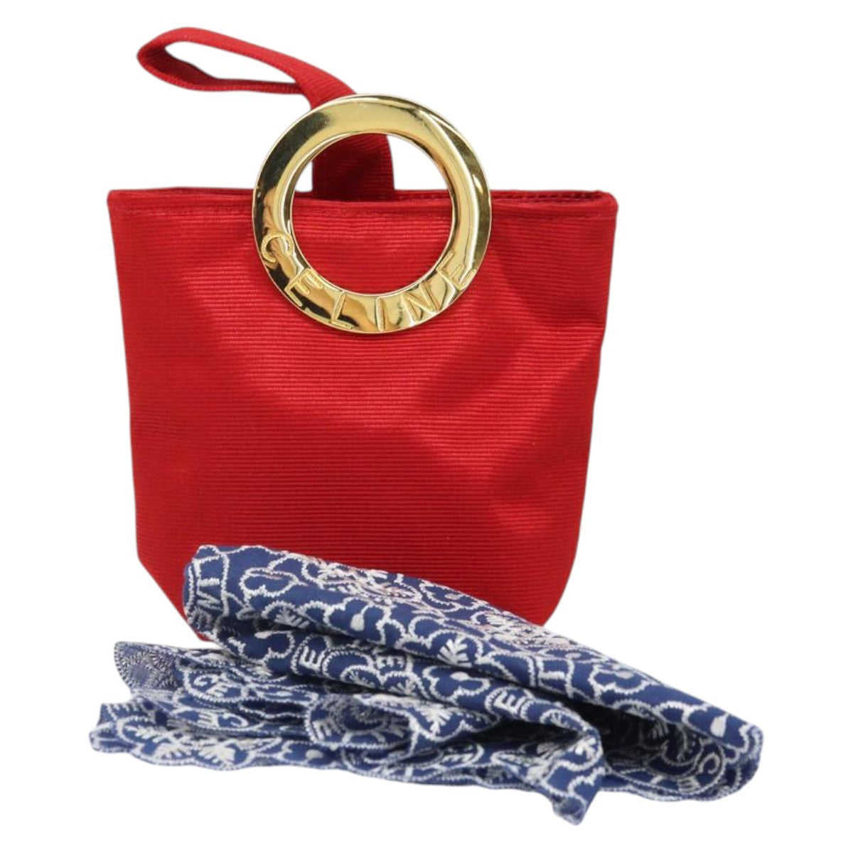 Celine Circle Logo Nylon Red Nylon Clutche & Pouche Bag (Pre-Owned)