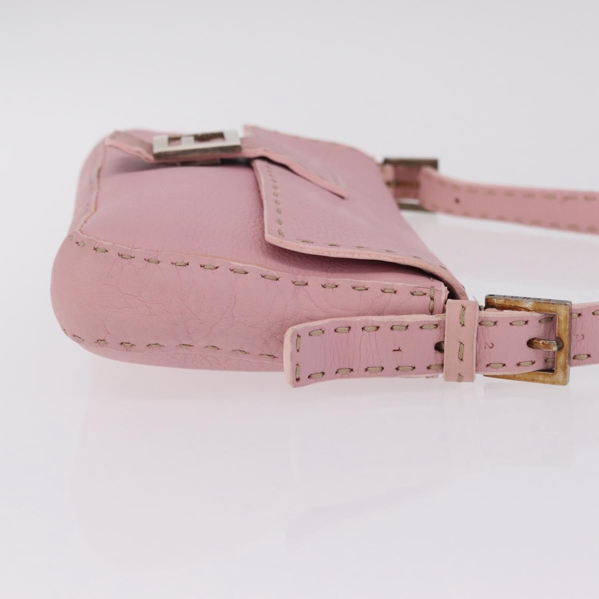 Fendi Selleria Baguette Leather Pink Leather Handbag (Pre-Owned)