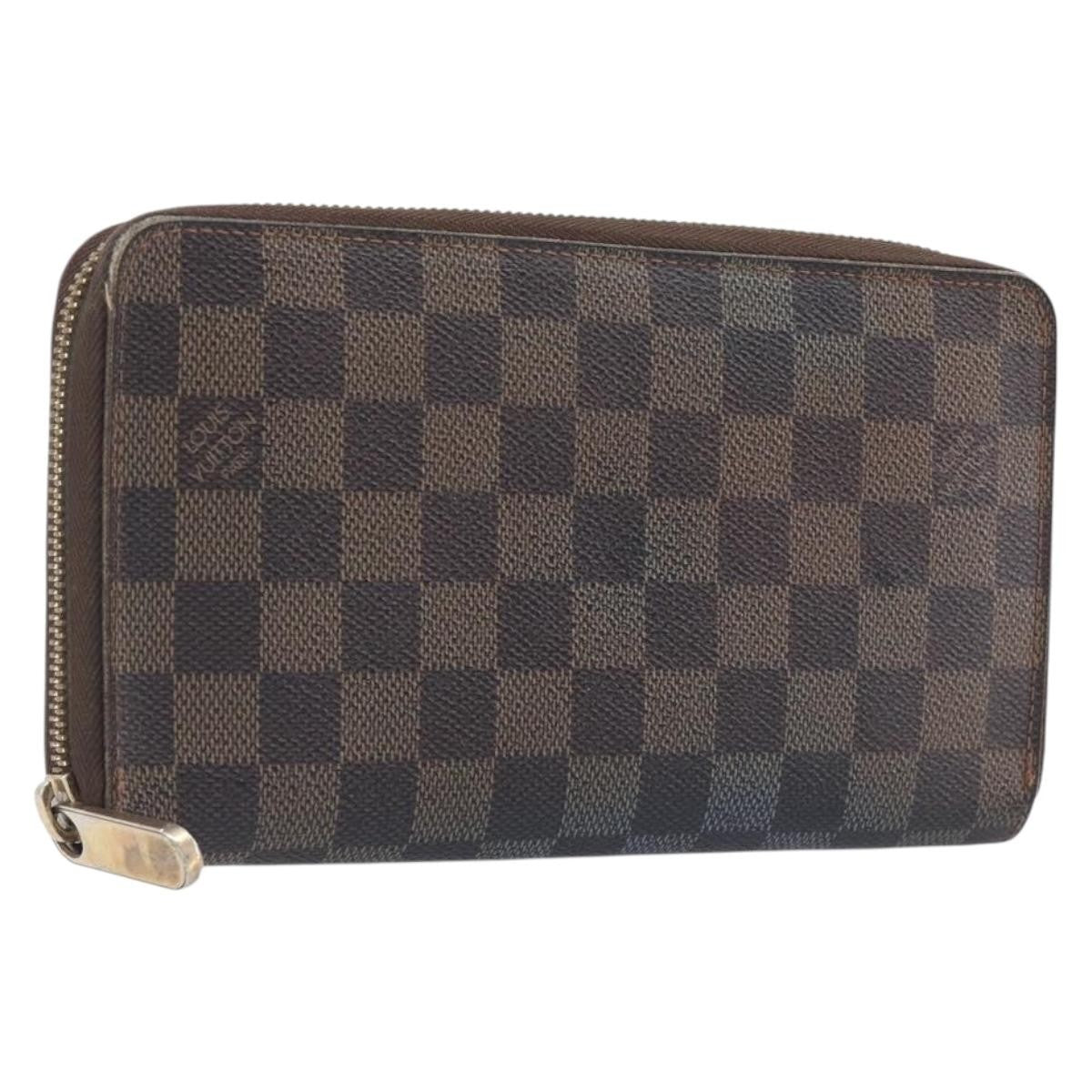 Louis Vuitton Zippy Organizer Damier Brown Canvas Wallets Accessory (Pre-Owned)