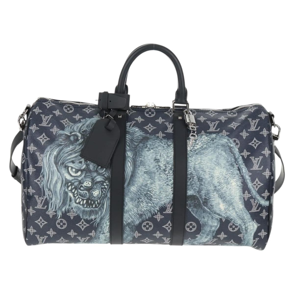 Louis Vuitton Keepall Bandouliere Limited Edition Chapman Savane Monogram Canvas Navy Canvas Travel Bag Bag (Pre-Owned)