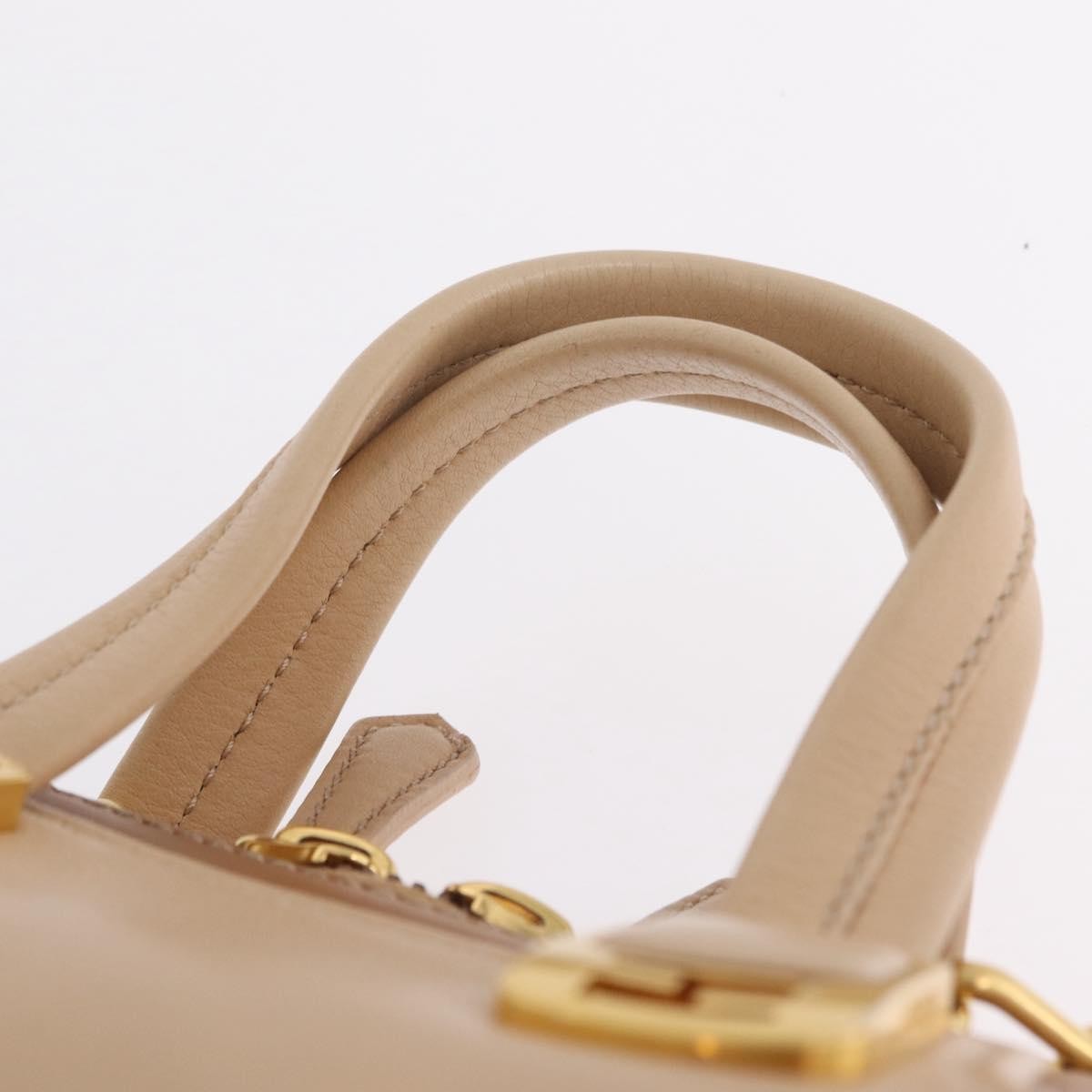 Fendi Chameleon Satchel Leather Beige Leather Handbag (Pre-Owned)