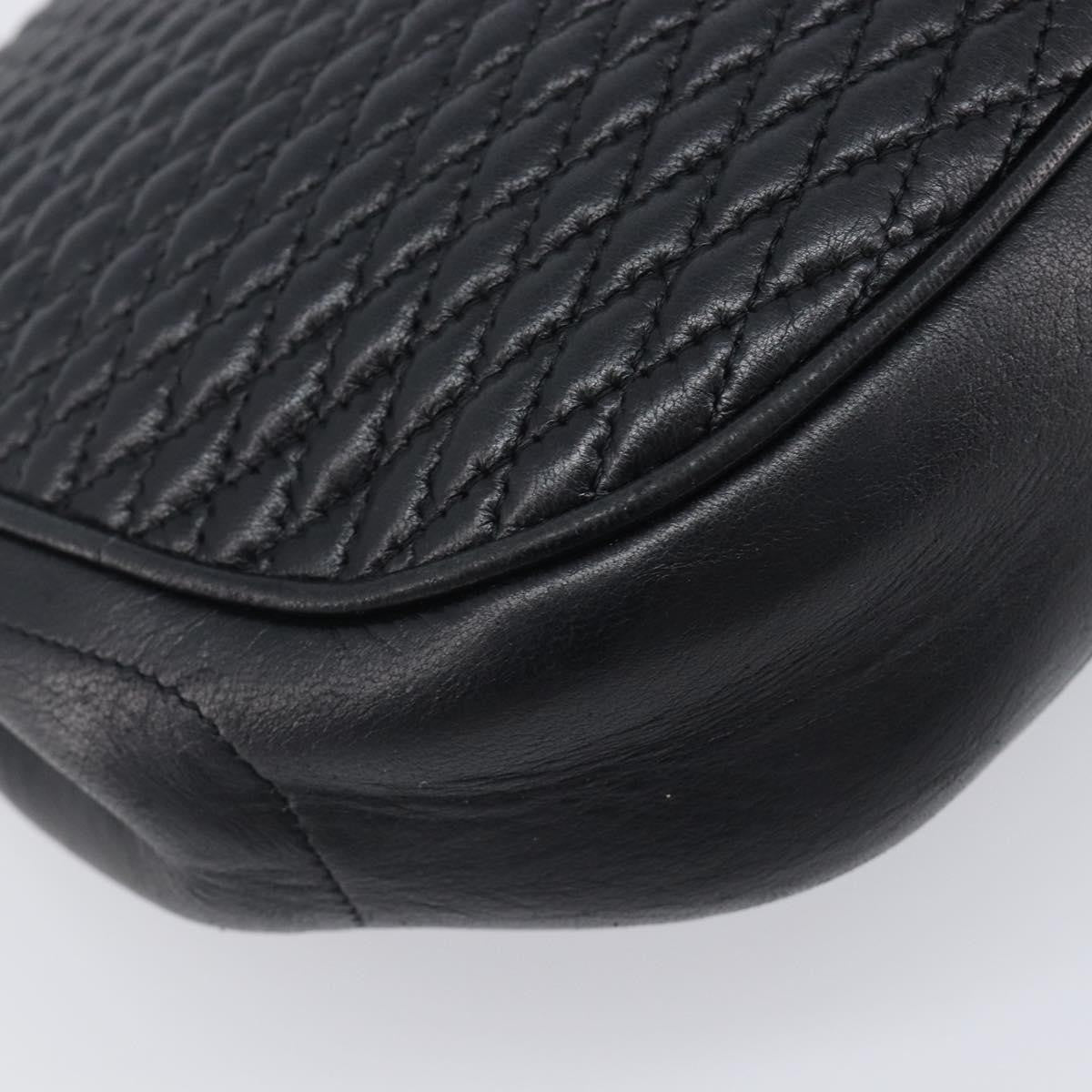 Bally Vintage Quilted Leather Black Leather Shoulder Bag Bag (Pre-Owned)