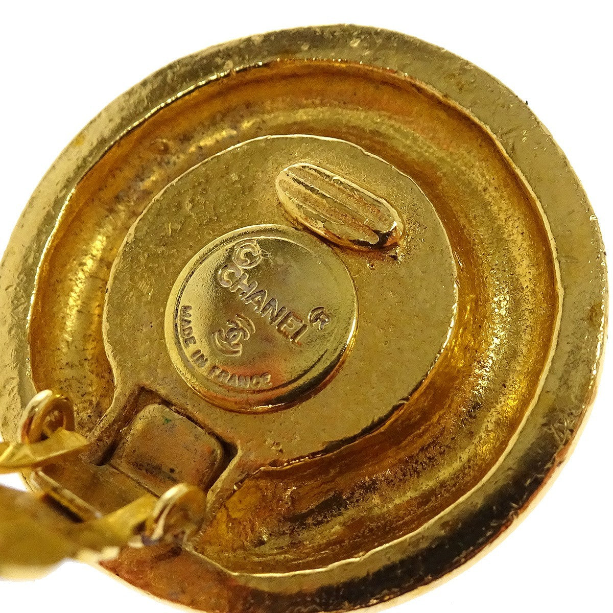 Chanel Vintage Multi Cc Round Clip-On Metal With Faux Pearl Gold Gold_Plated Earrings Jewelry (Pre-Owned)