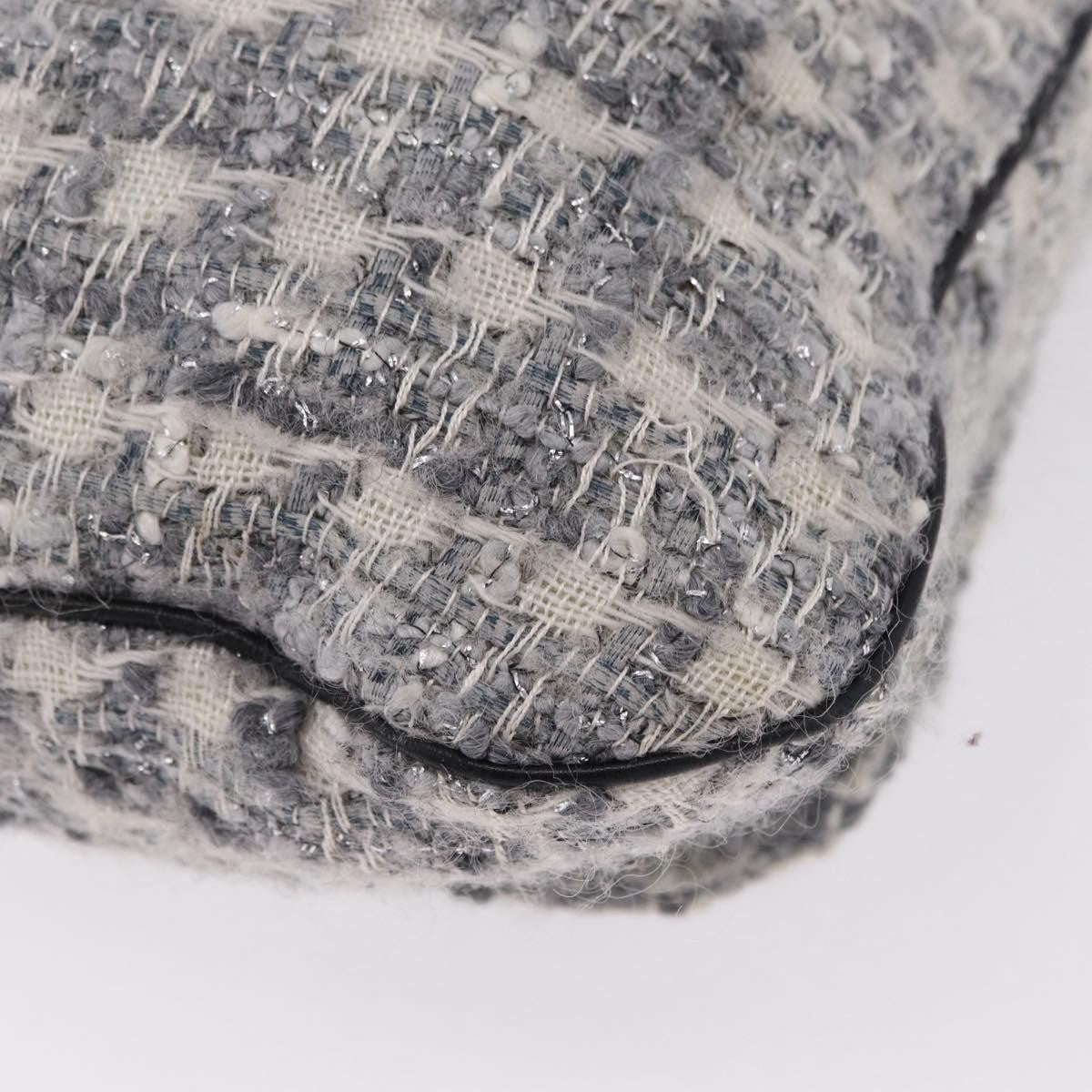 Chanel Camellia Messenger Tweed Gray Cotton Handbag (Pre-Owned)