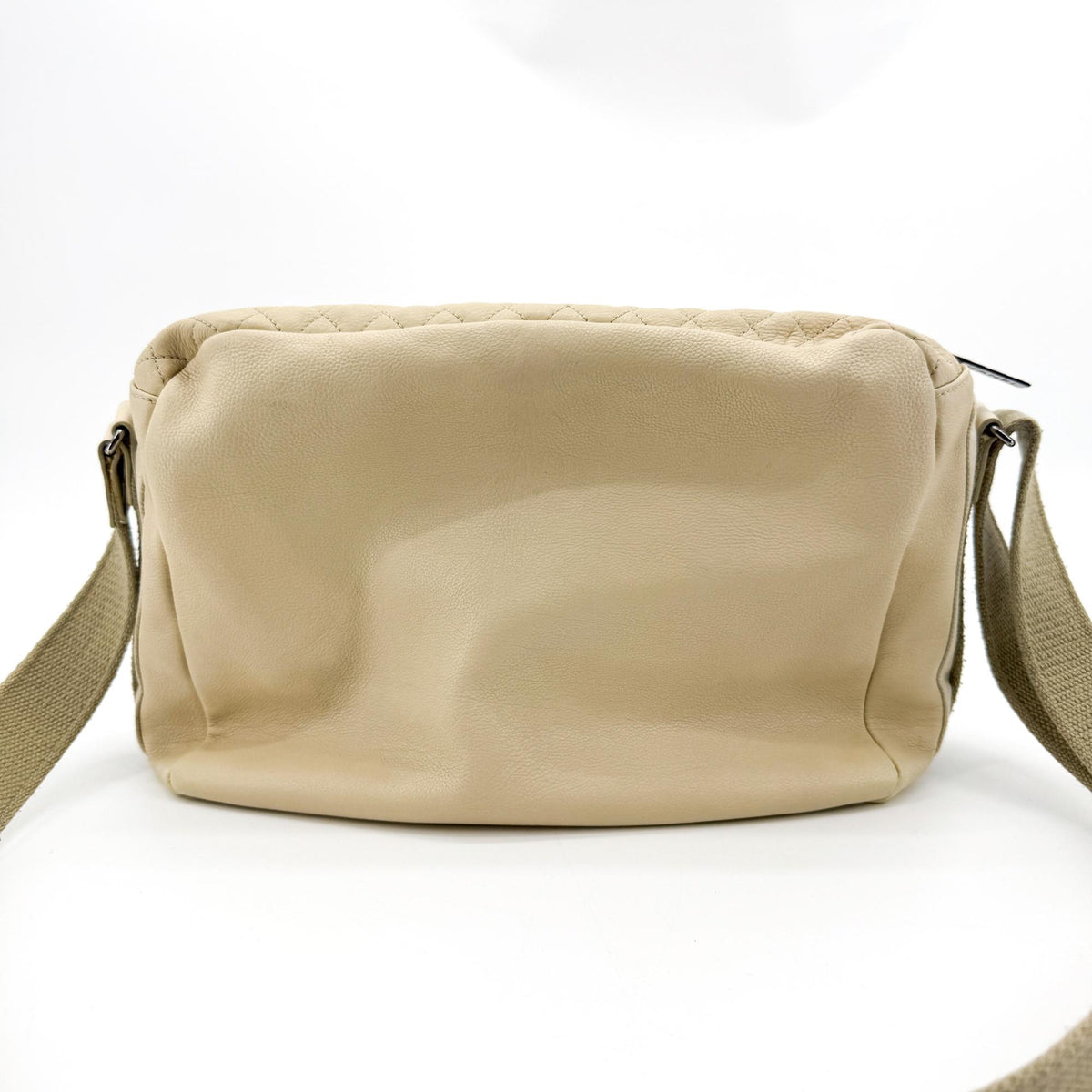 Chanel Sport Line Double Pocket Zip Messenger Leather Beige Leather Crossbody Bag Bag (Pre-Owned)