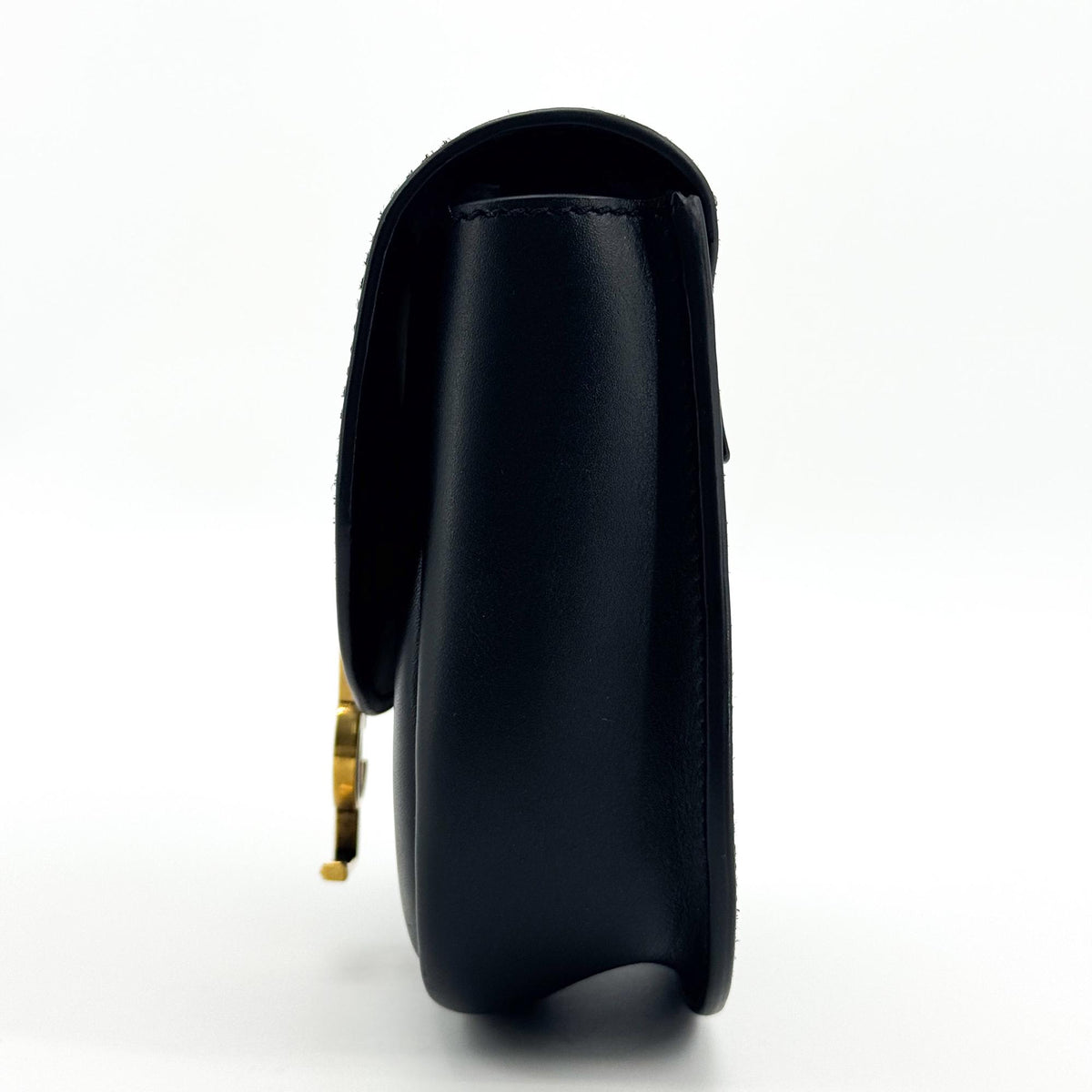 Saint Laurent Kaia Leather Black Leather Shoulder Bag Bag (Pre-Owned)