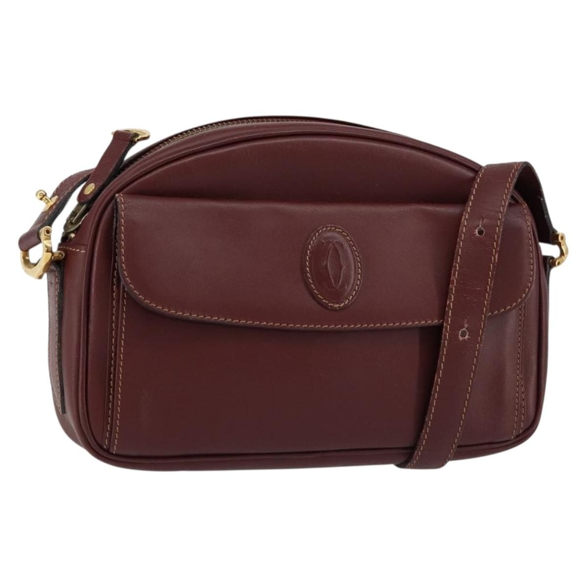 Cartier Must De Cartier Leather Burgundy Leather Shoulder Bag Bag (Pre-Owned)