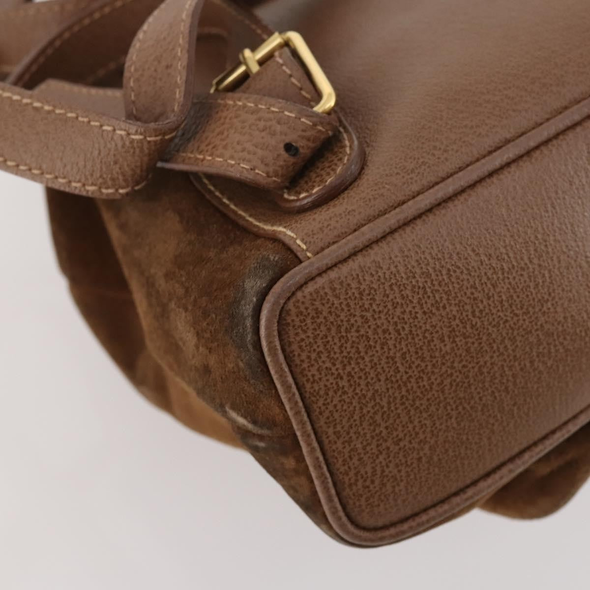 Gucci Gucci Bamboo Daim Brown Suede Backpack Bag (Pre-Owned)