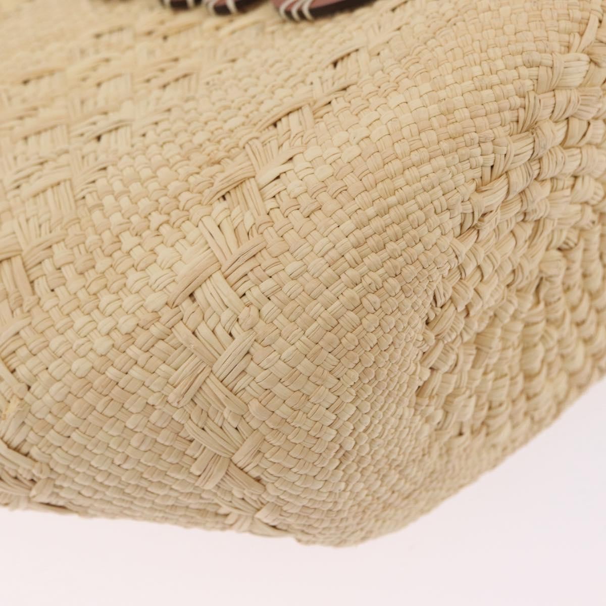 Loewe Anagram Basket Raffia Beige Wood Tote Bag Bag (Pre-Owned)