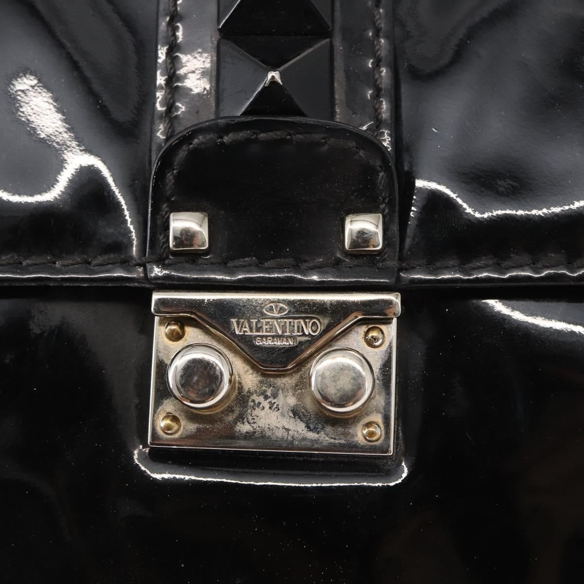 Valentino Garavani Glam Lock Patent Black Patent_Leather Shoulder Bag Bag (Pre-Owned)