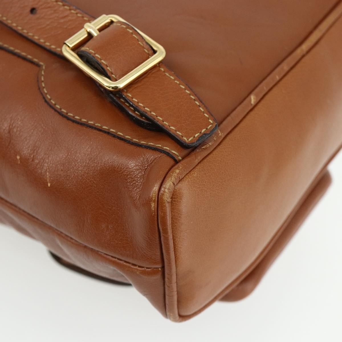 Gucci Vintage Bamboo Leather Brown Leather Backpack Bag (Pre-Owned)