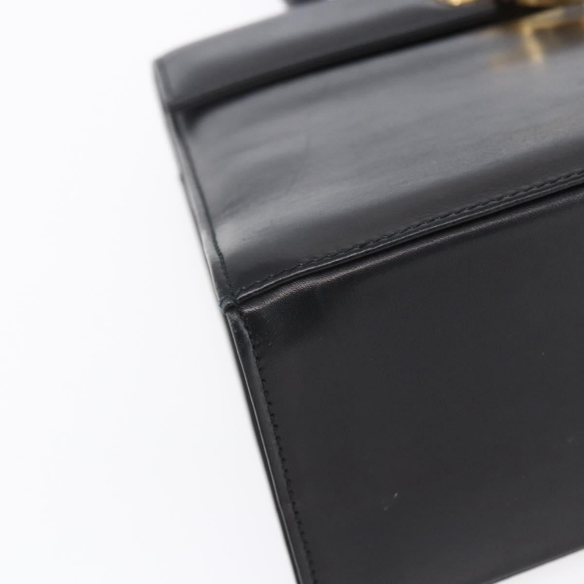 Salvatore Ferragamo Gancini Leather Black Leather Handbag (Pre-Owned)