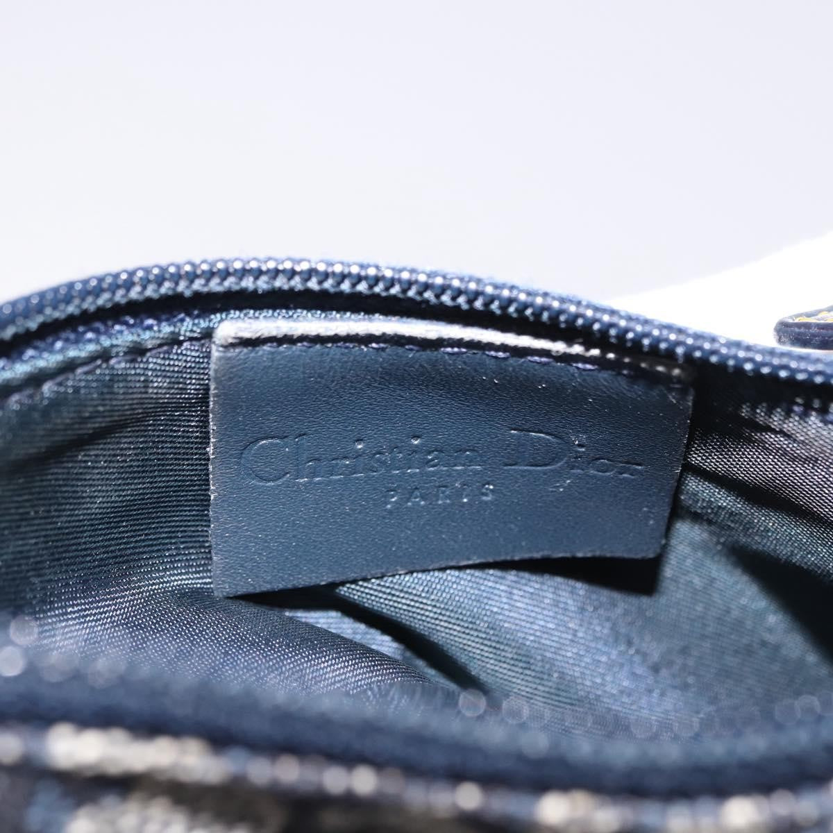Christian Dior Vintage Saddle Zip Coin Purse Diorissimo Canvas Navy Canvas Clutche & Pouche Bag (Pre-Owned)