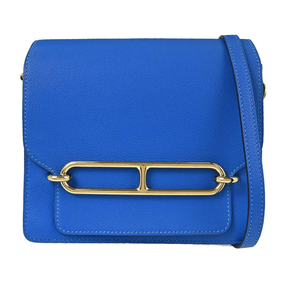 Hermes Roulis Evercolor Blue Leather Handbag (Pre-Owned)