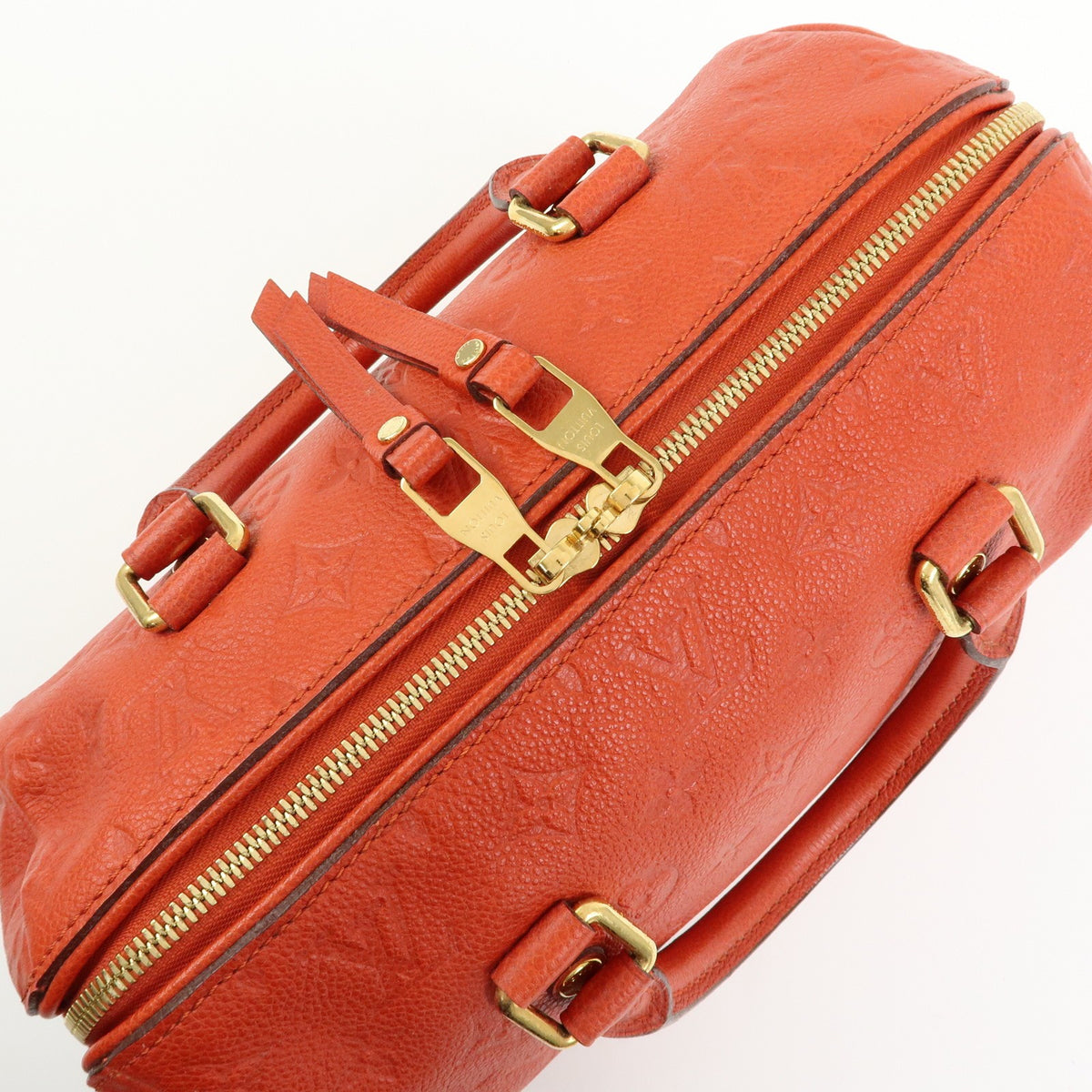 Louis Vuitton Speedy Bandouliere Monogram Empreinte Leather Orange Leather Handbag (Pre-Owned)