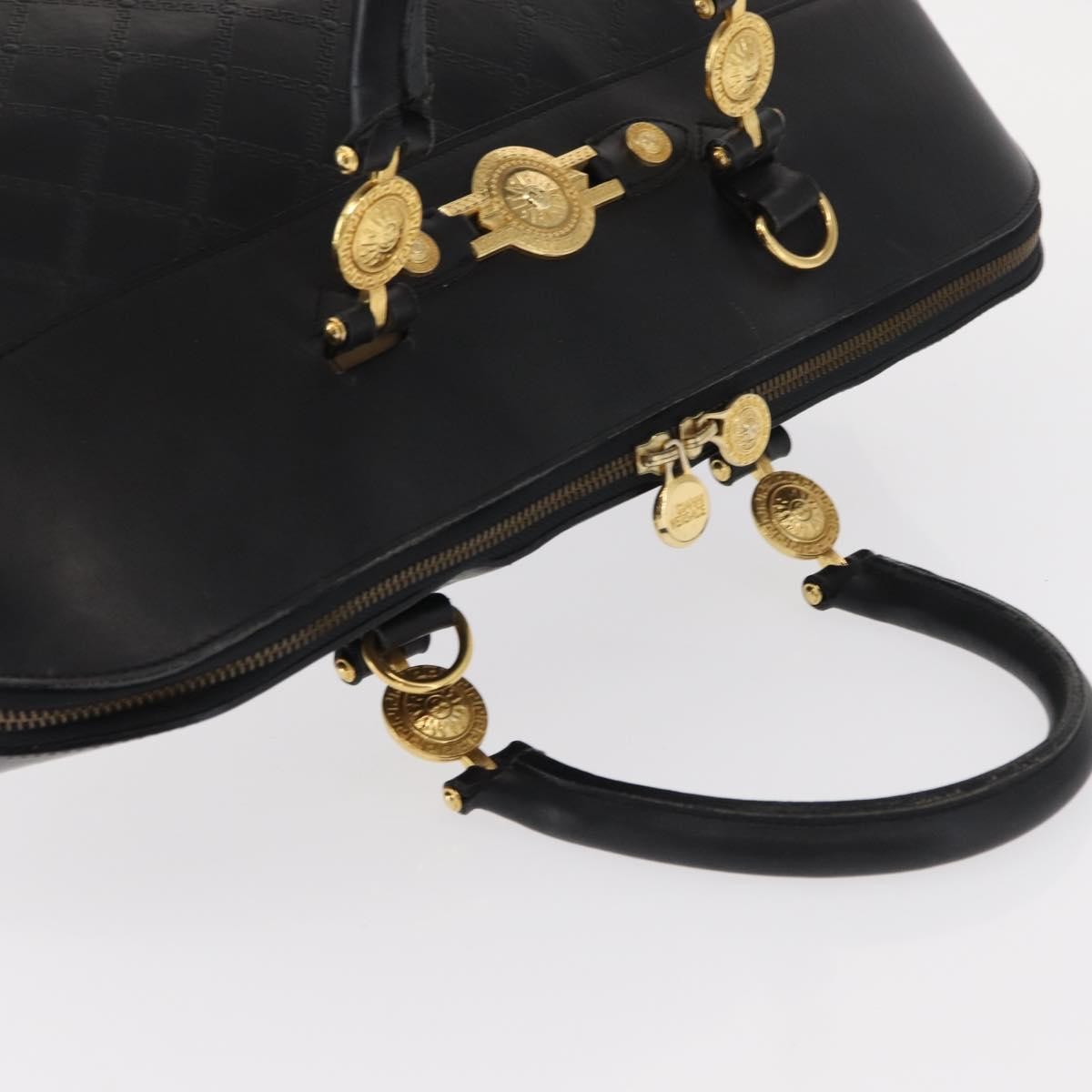 Versace Vintage Sun Duffle Embossed Leather Yellow Leather Handbag (Pre-Owned)