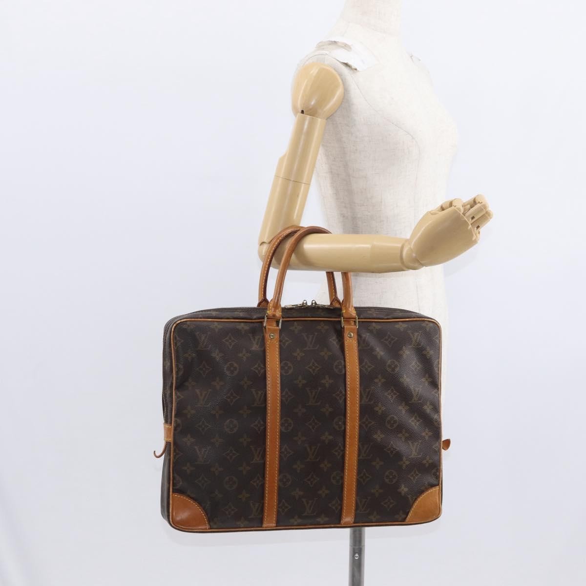 Louis Vuitton Porte-Documents Voyage Macassar Monogram Canvas Brown Canvas Briefcase Bag (Pre-Owned)