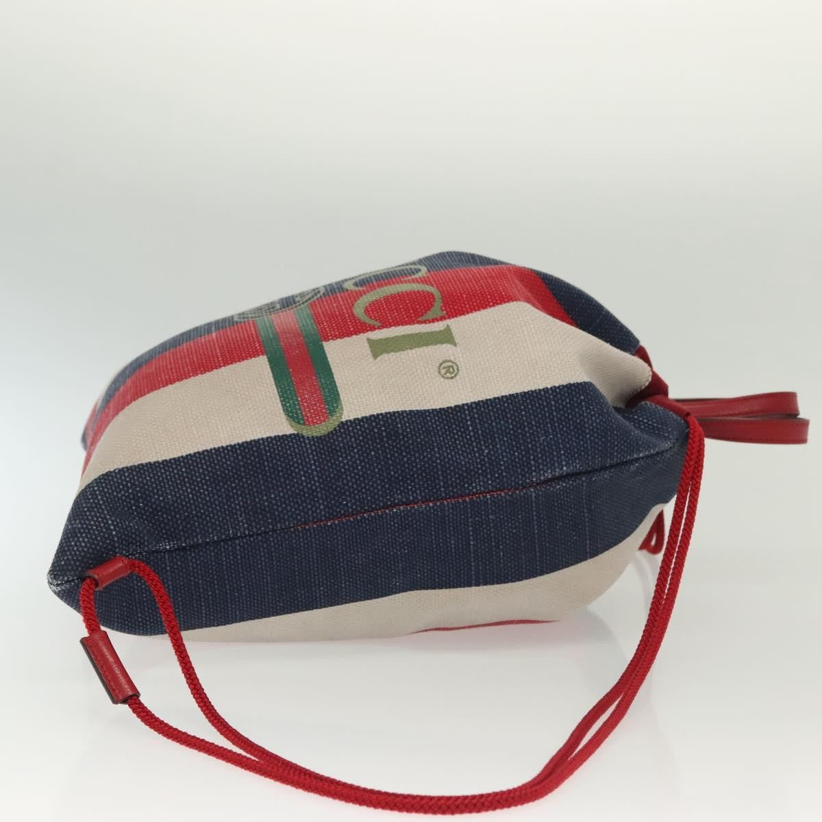 Gucci Logo Drawstring Striped Canvas Multicolour Canvas Backpack Bag (Pre-Owned)