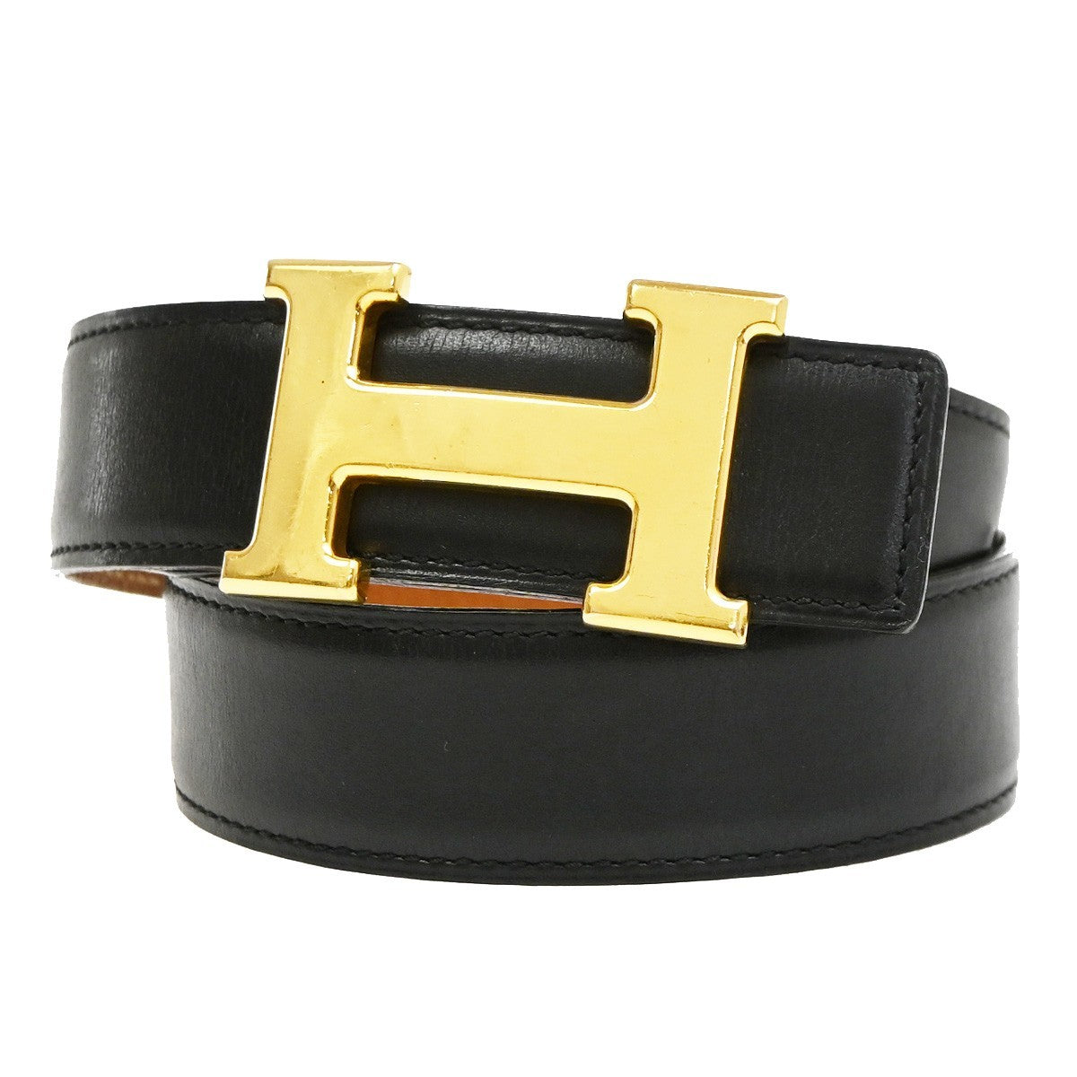 Hermes Constance Reversible Belt Leather Black Leather Belts Accessory (Pre-Owned)