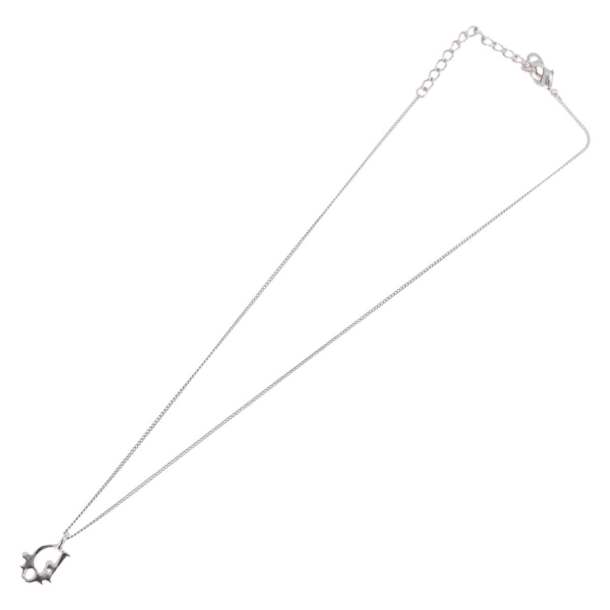 Christian Dior Vintage Logo Pendant Metal Silver Metal Necklace Jewelry (Pre-Owned)