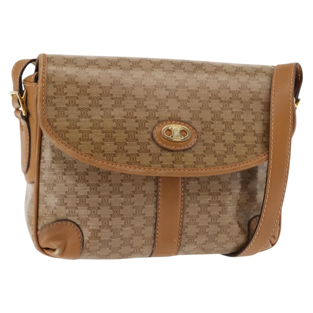 Celine Macadam Shoulder Pvc Leather Beige Pvc,Canvas Bag (Pre-Owned)