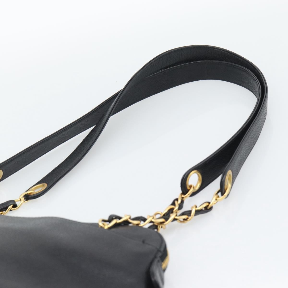 Chanel Triple Cc Chain Shoulder Caviar Leather Black Leather Shoulder Bag Bag (Pre-Owned)