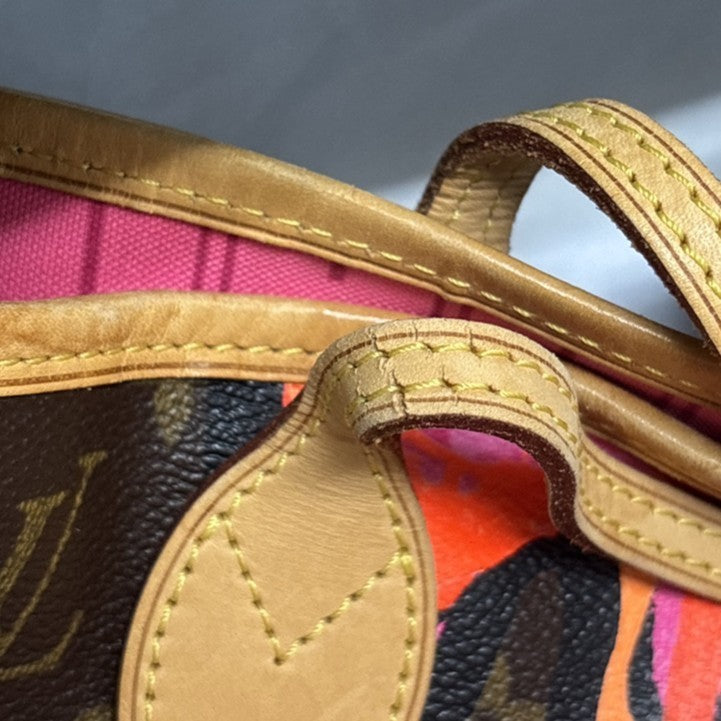 Louis Vuitton Neverfull Limited Edition Monogram Roses Multicolour Canvas Tote Bag Bag (Pre-Owned)
